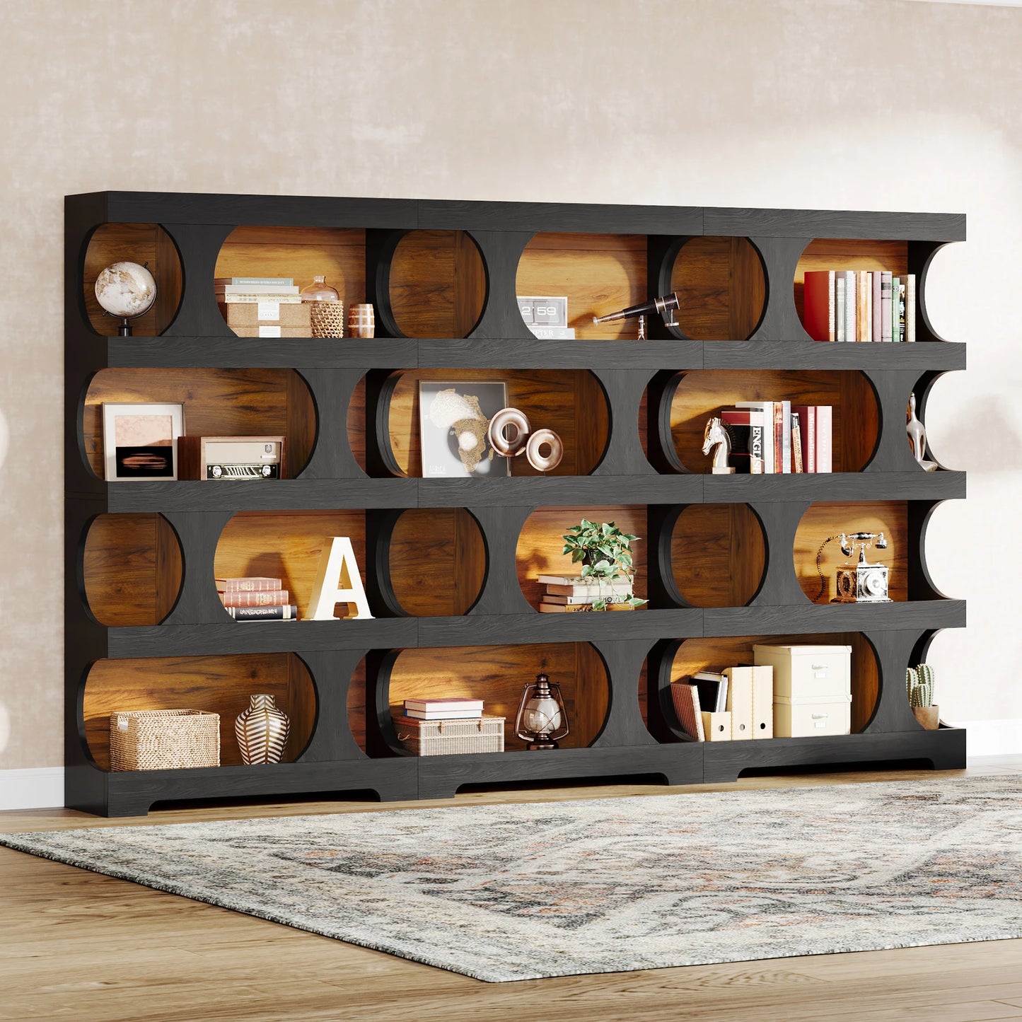 Tribesigns 4 Tier S Shaped Bookcase Modern Wood Display Shelves