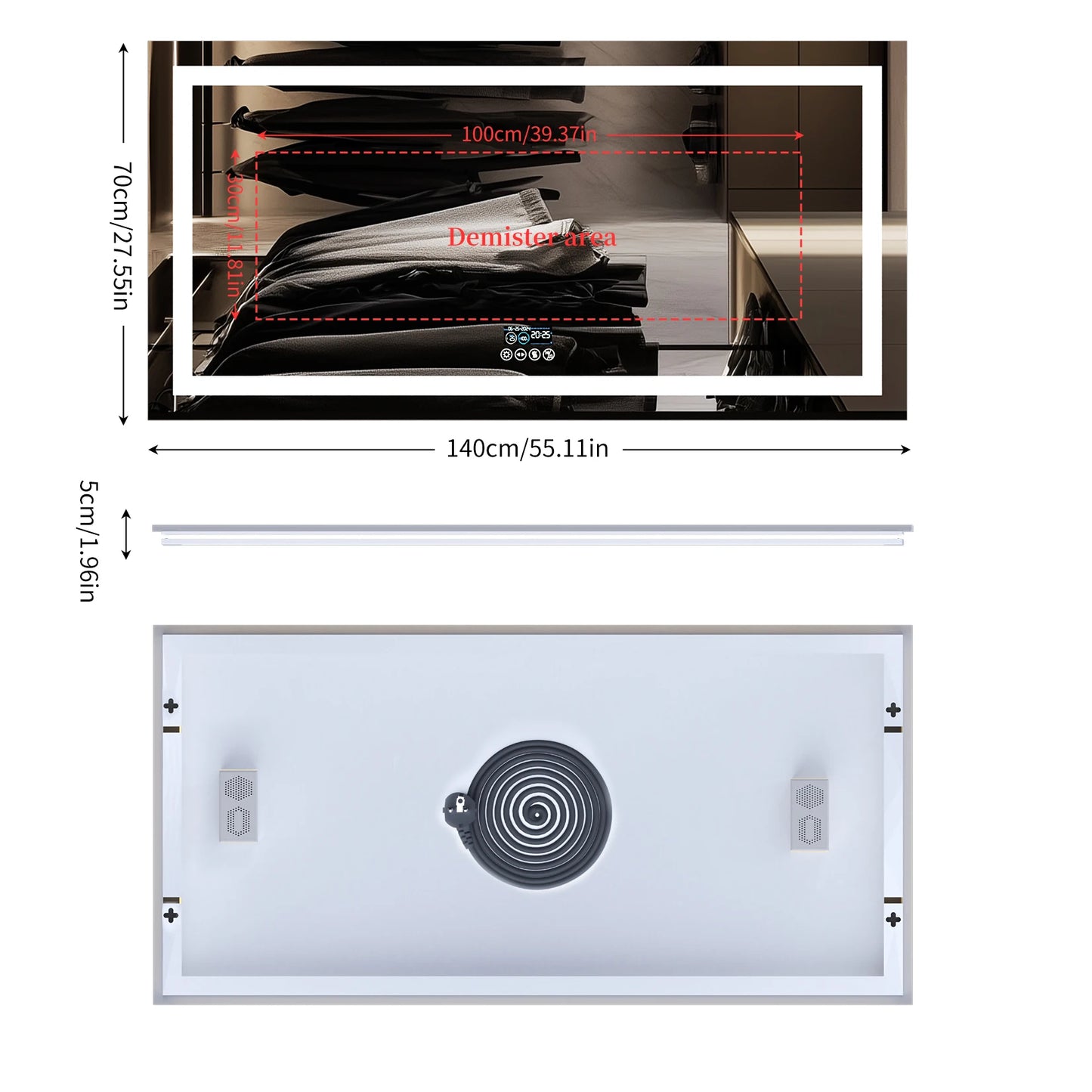 LUVODI Bluetooth Mirror With LED Light And Anti Fog Speaker