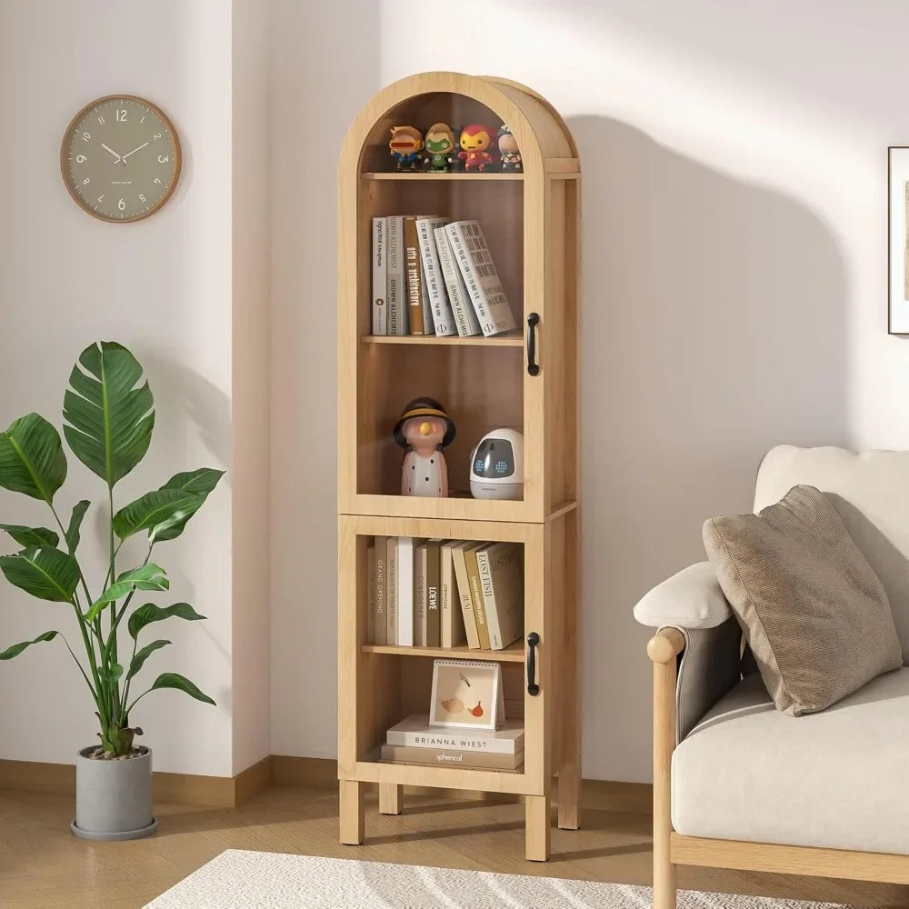 Arched Display Cabinet With Acrylic Glass Doors 5-Tier Wood