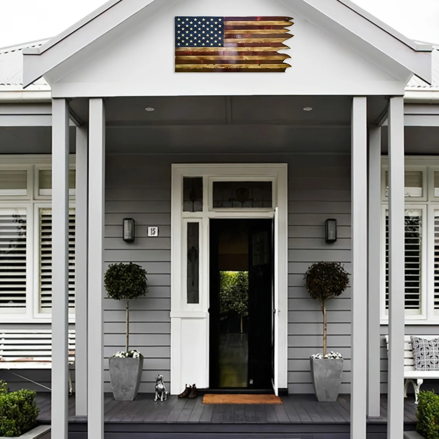 American Wavy Flag Wooden Decoration For Home Office