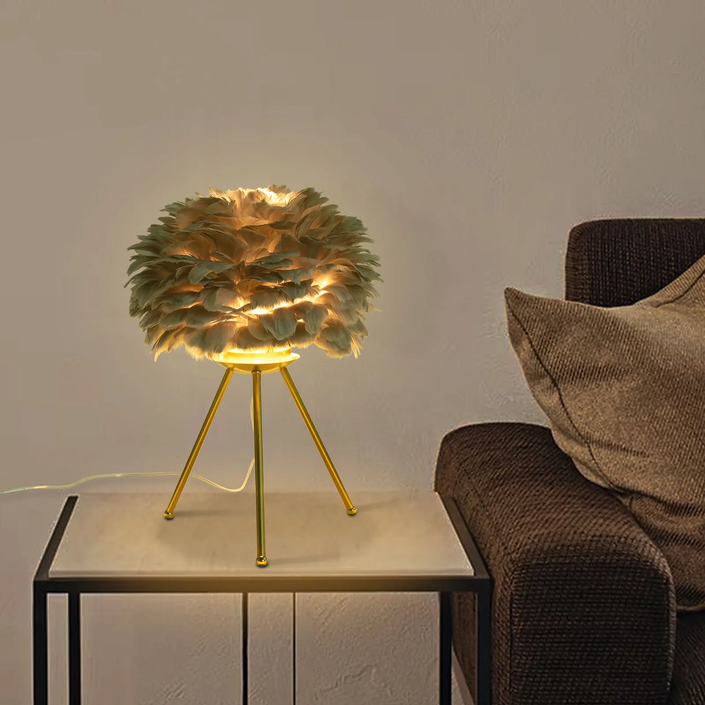 Feather Desk Lamp With Tripod Stand For Study And Living