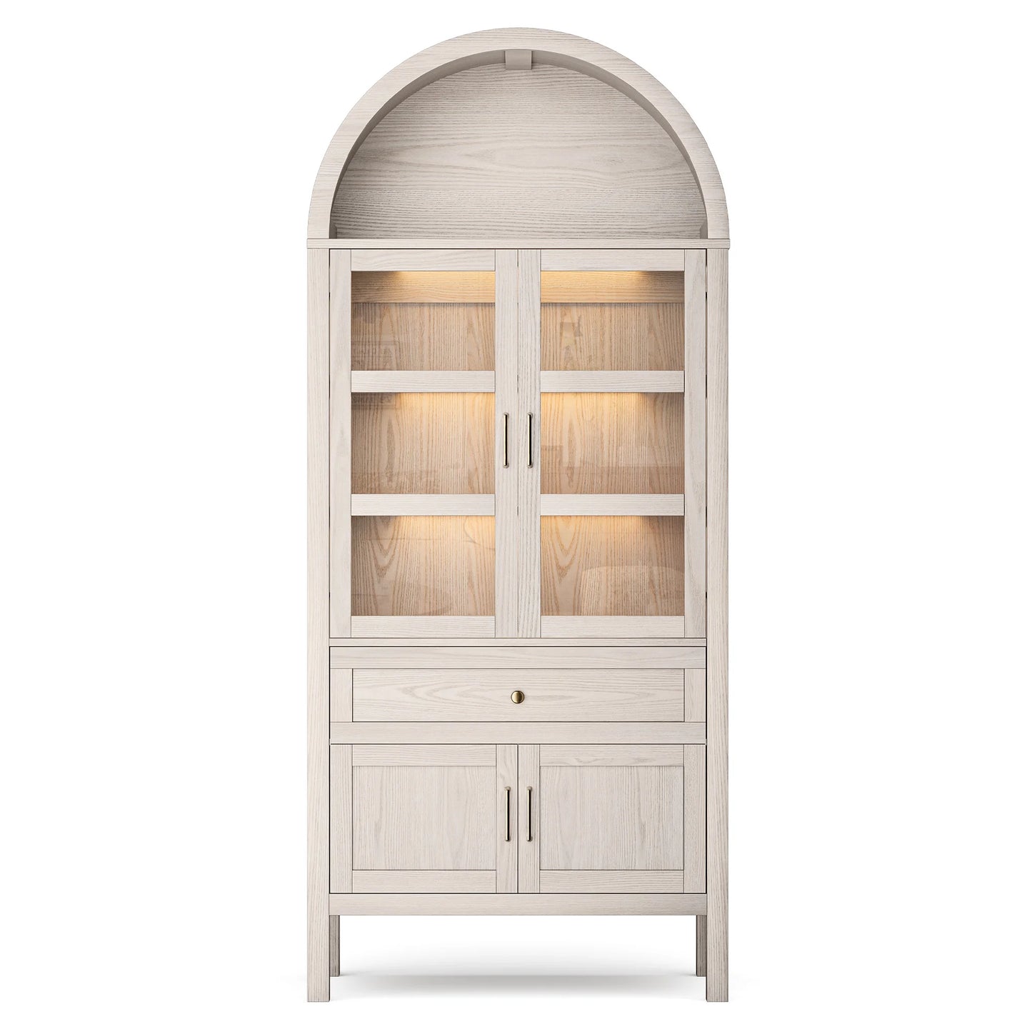 Cottinch Arched Wood Storage Cabinet With Dimmable Led Lights