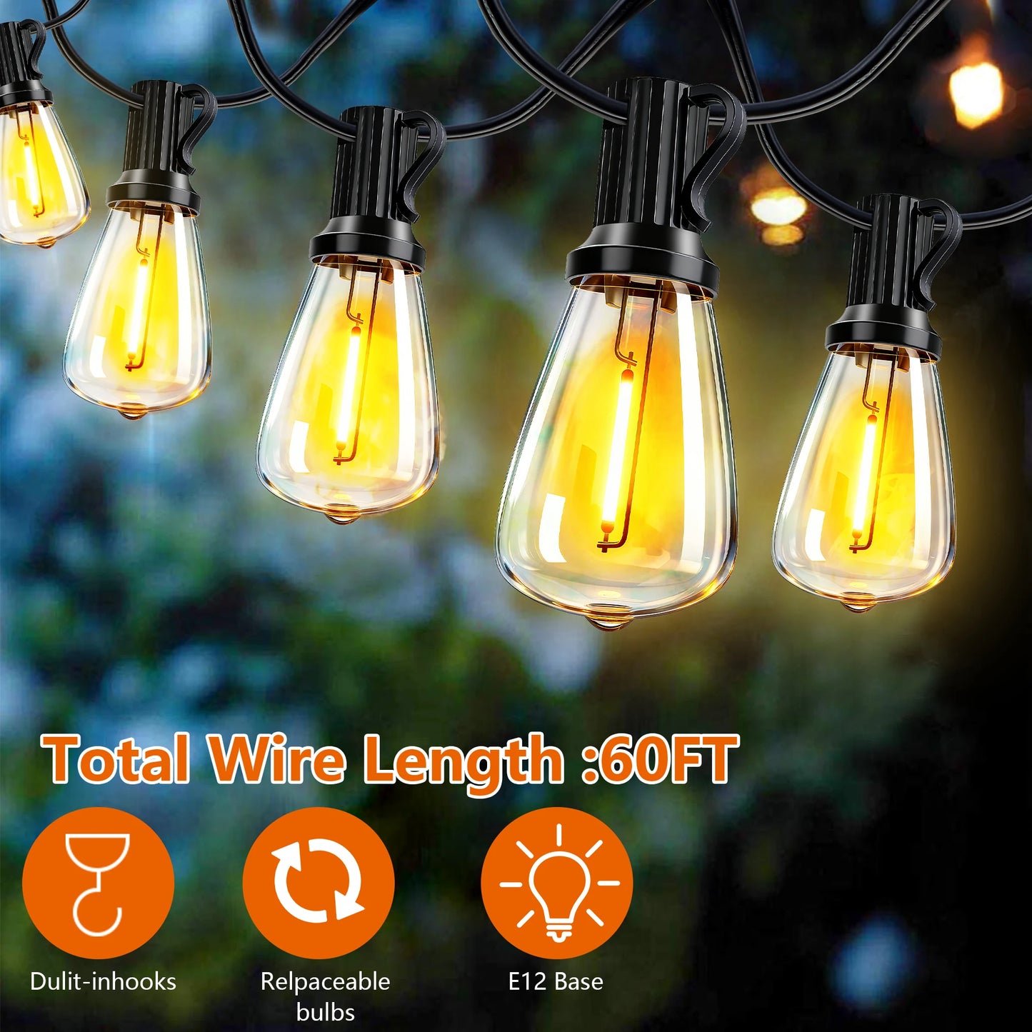 ARLGSITE Solar Outdoor String Lights IP65 Waterproof