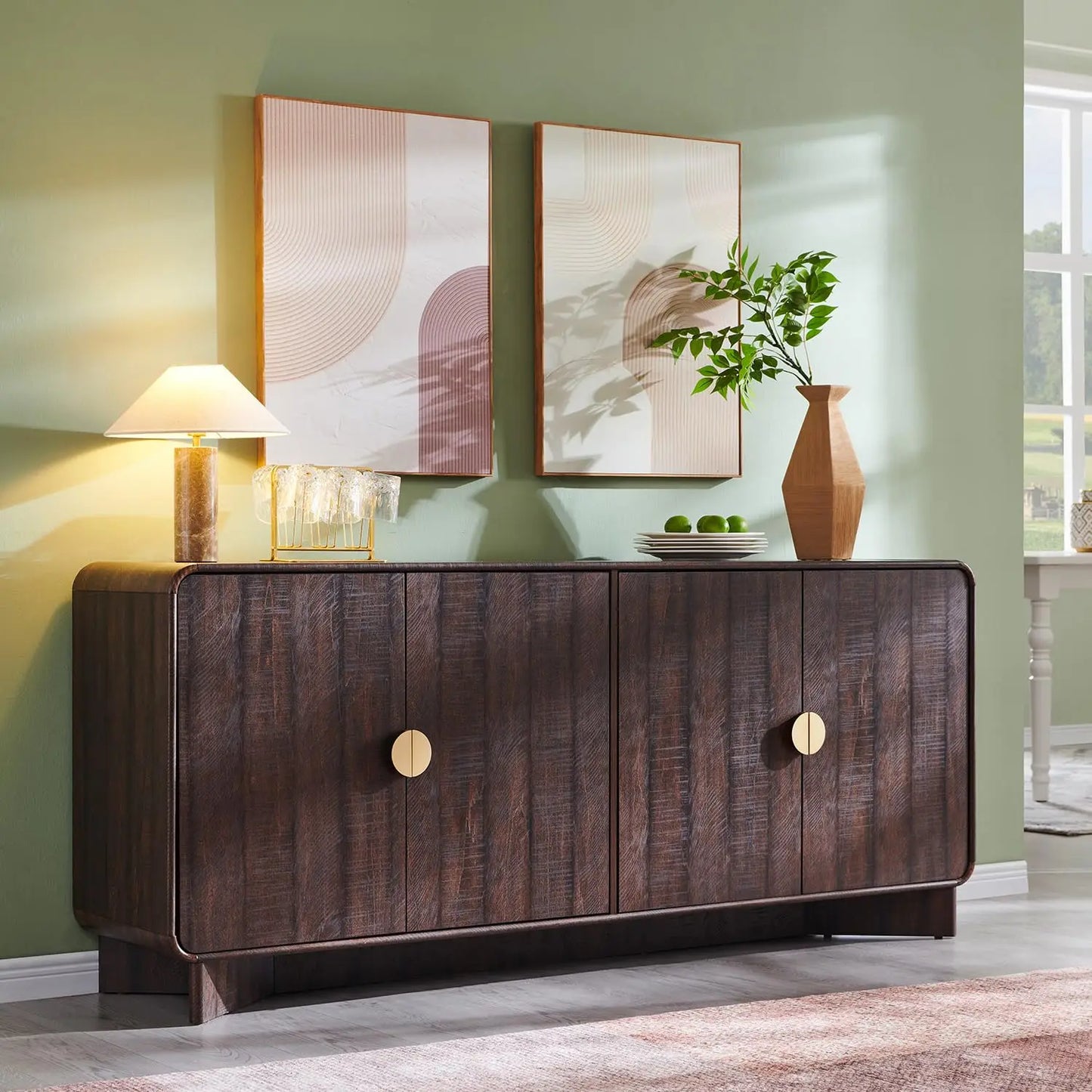 HUANZHUANG Modern Buffet Cabinet With Storage And Adjustable Shelves