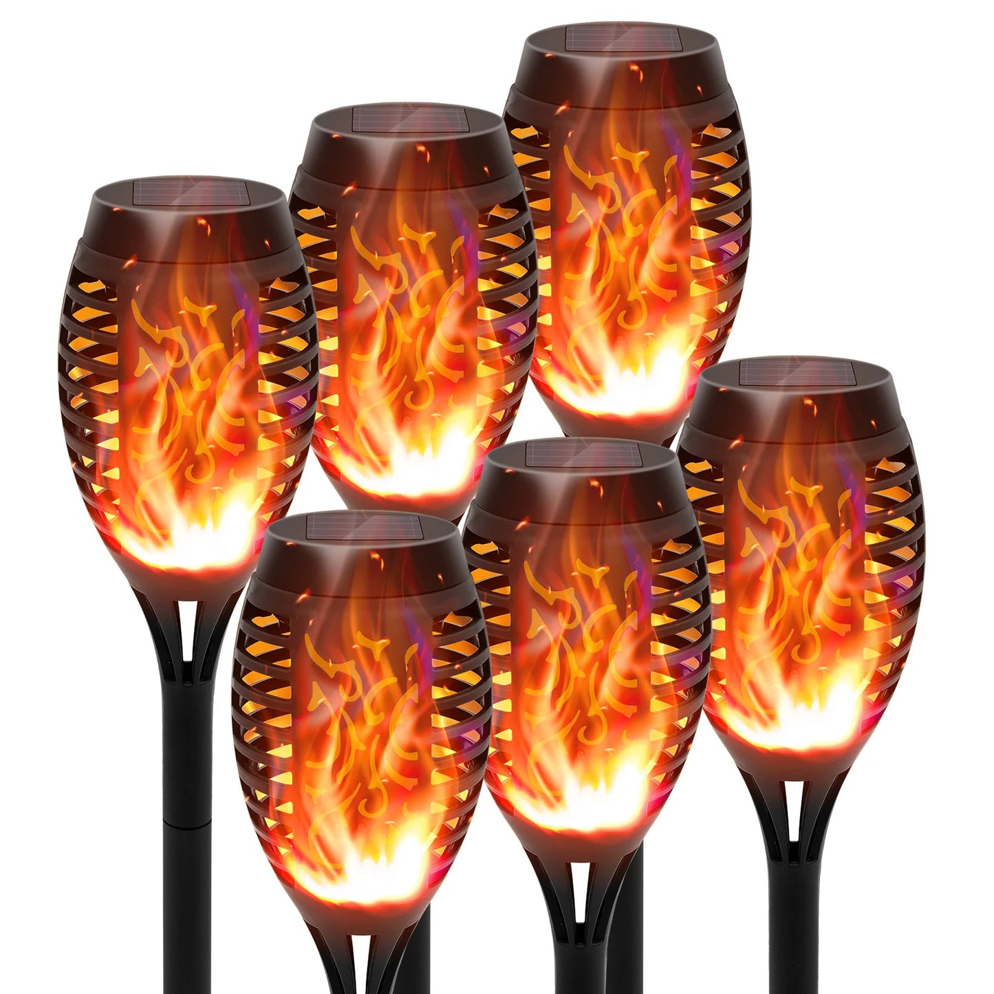 Solar Torch Lights With Flickering Flame Outdoor Waterproof Garden Pathway