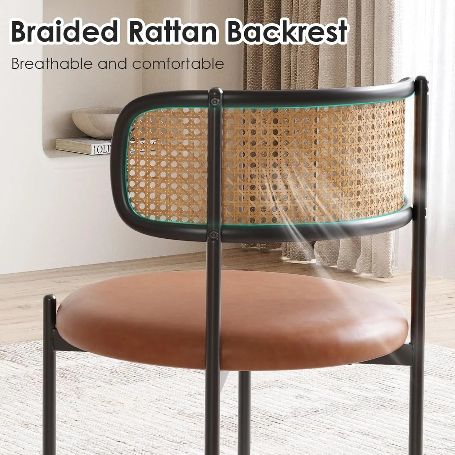 Mid Century Rattan Back Dining Chairs