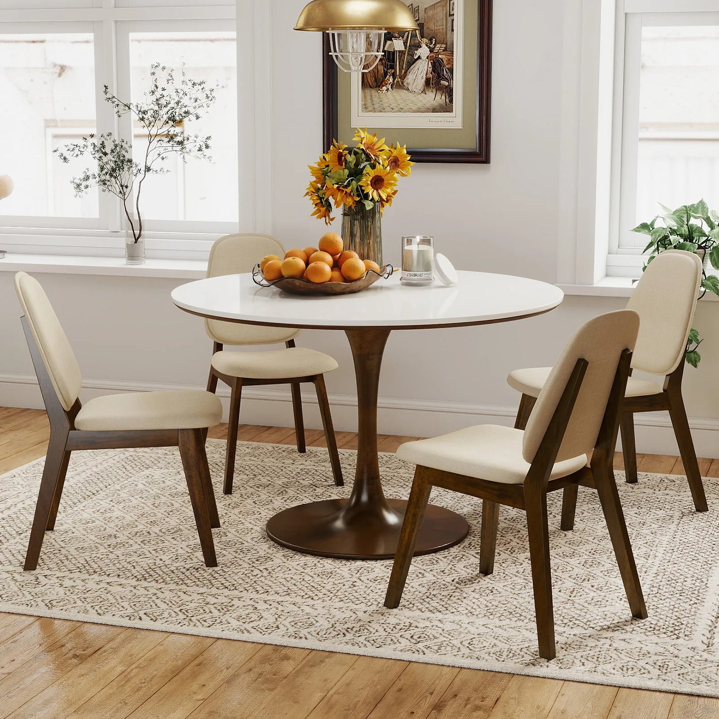 Homasis Modern Dining Chair Set With Upholstered Linen Backrest