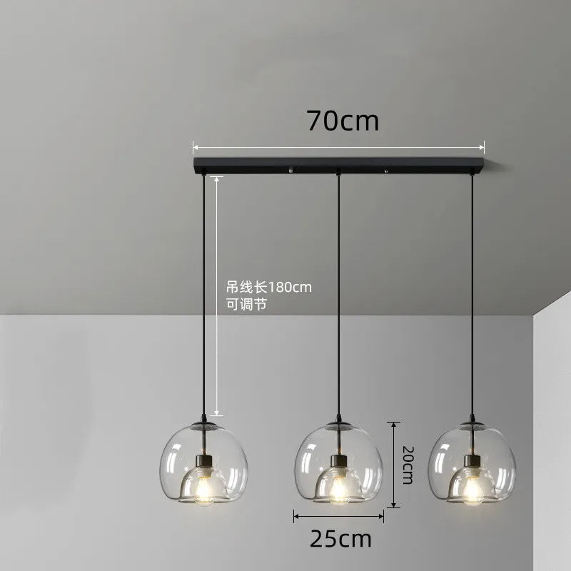 Taonusanshu Nordic Iron Glass Pendant Lamp Kitchen Island