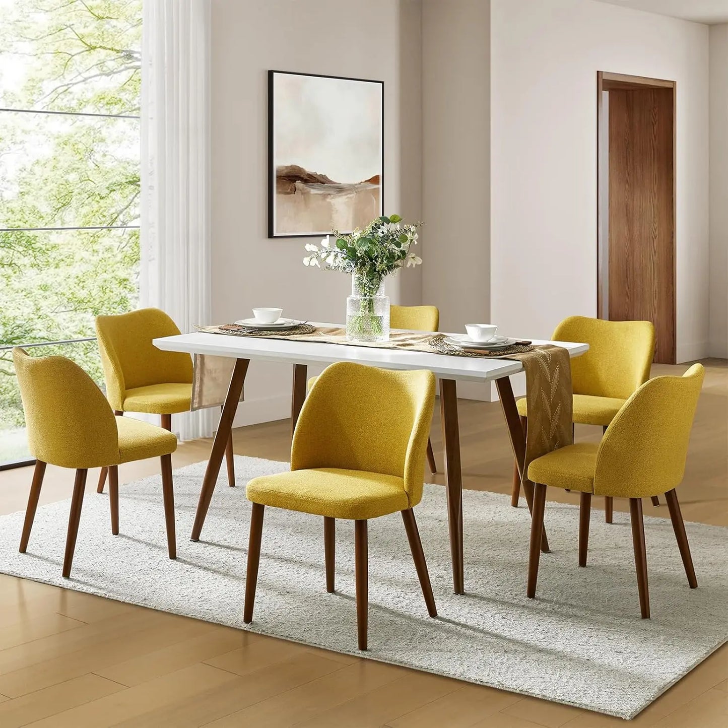 Upholstered Dining Chairs For Kitchen And Dining Room With Curved Back