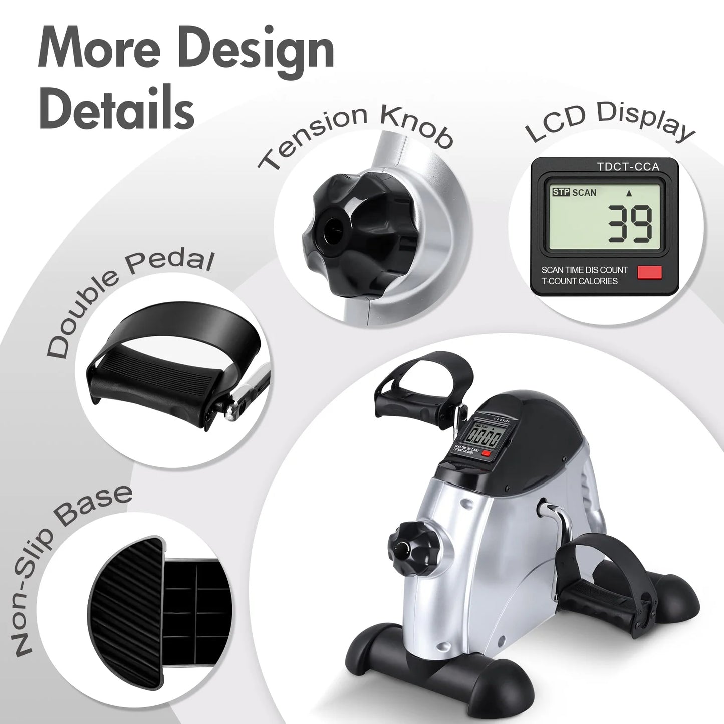 Mini Under Desk Pedal Exerciser With LCD Screen For Legs