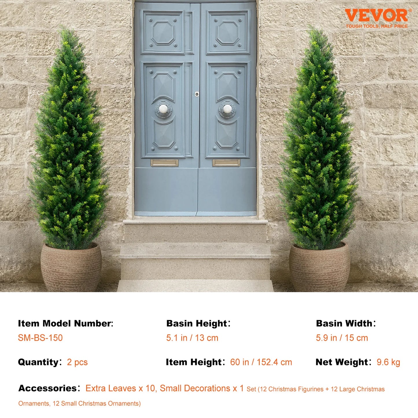 SucceBuy Artificial Cedar Topiary Tree Outdoor Decorative Evergreen Set