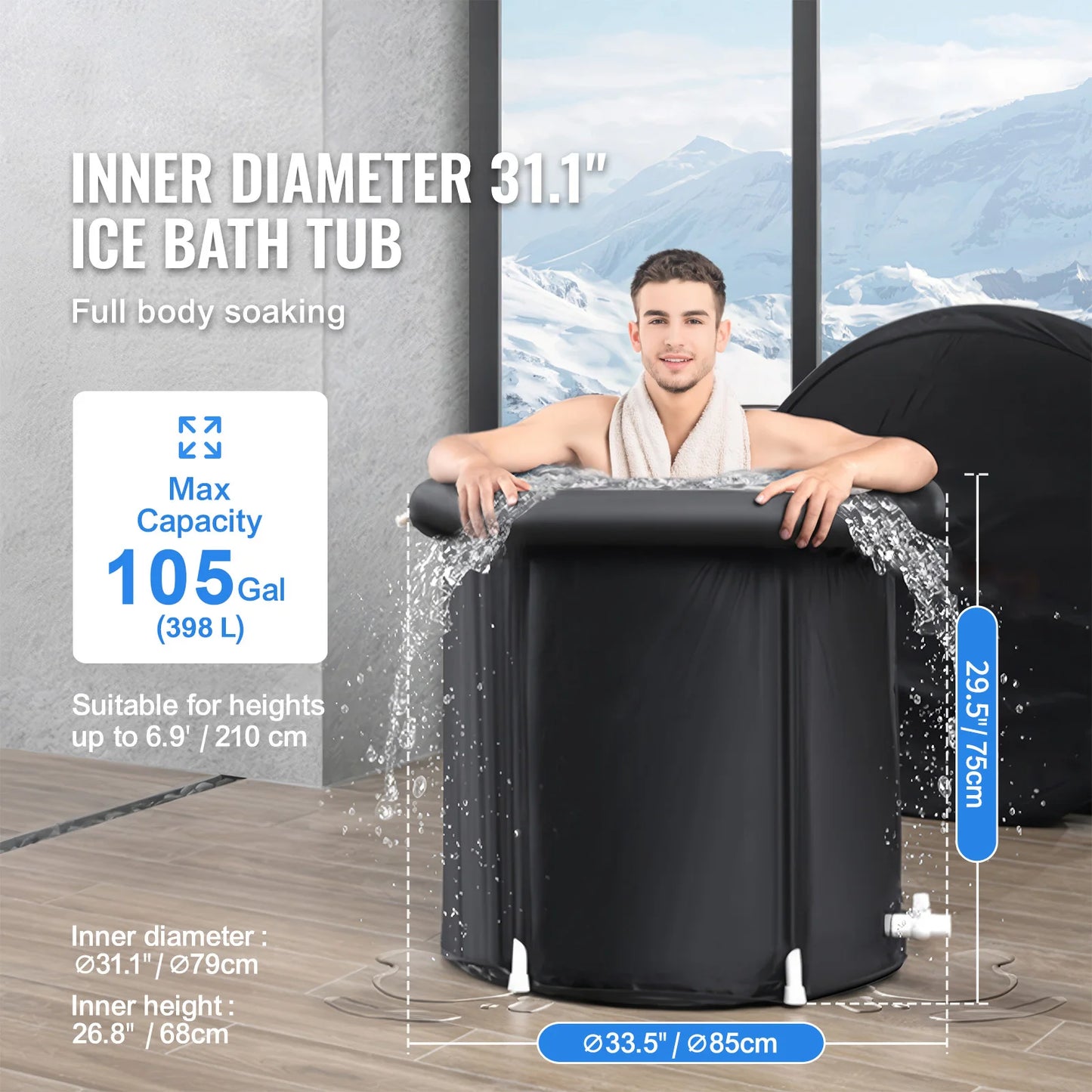 SucceBuy Ice Bath Tub for Cold Water Therapy Plunge Pool Portable for Athletes