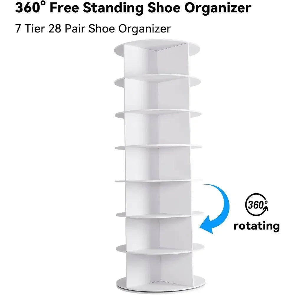 7 Tier Rotating Shoe Rack With Lazy Susan Carousel