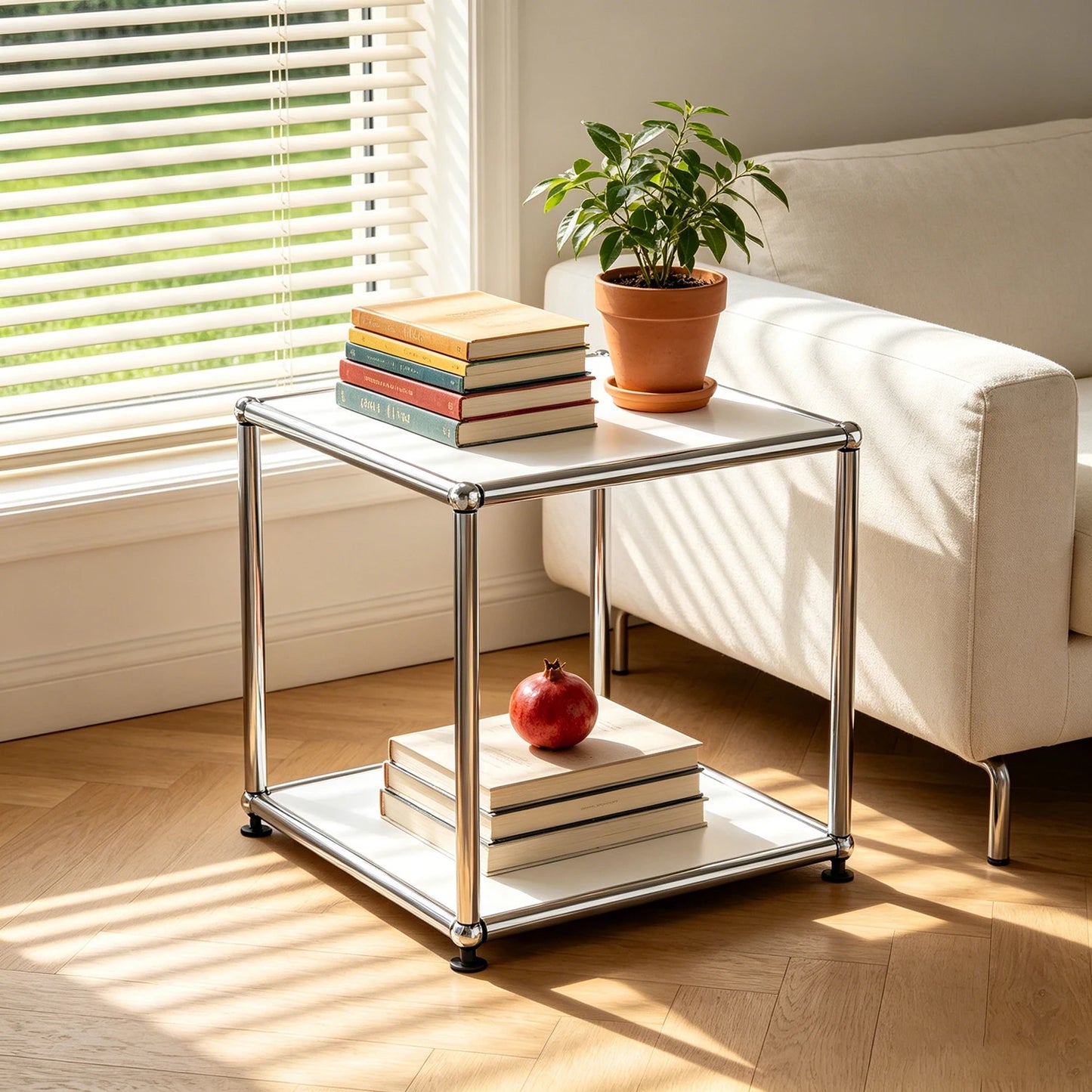 Furgle Modern Minimalist Side End Table With Cube Shelf