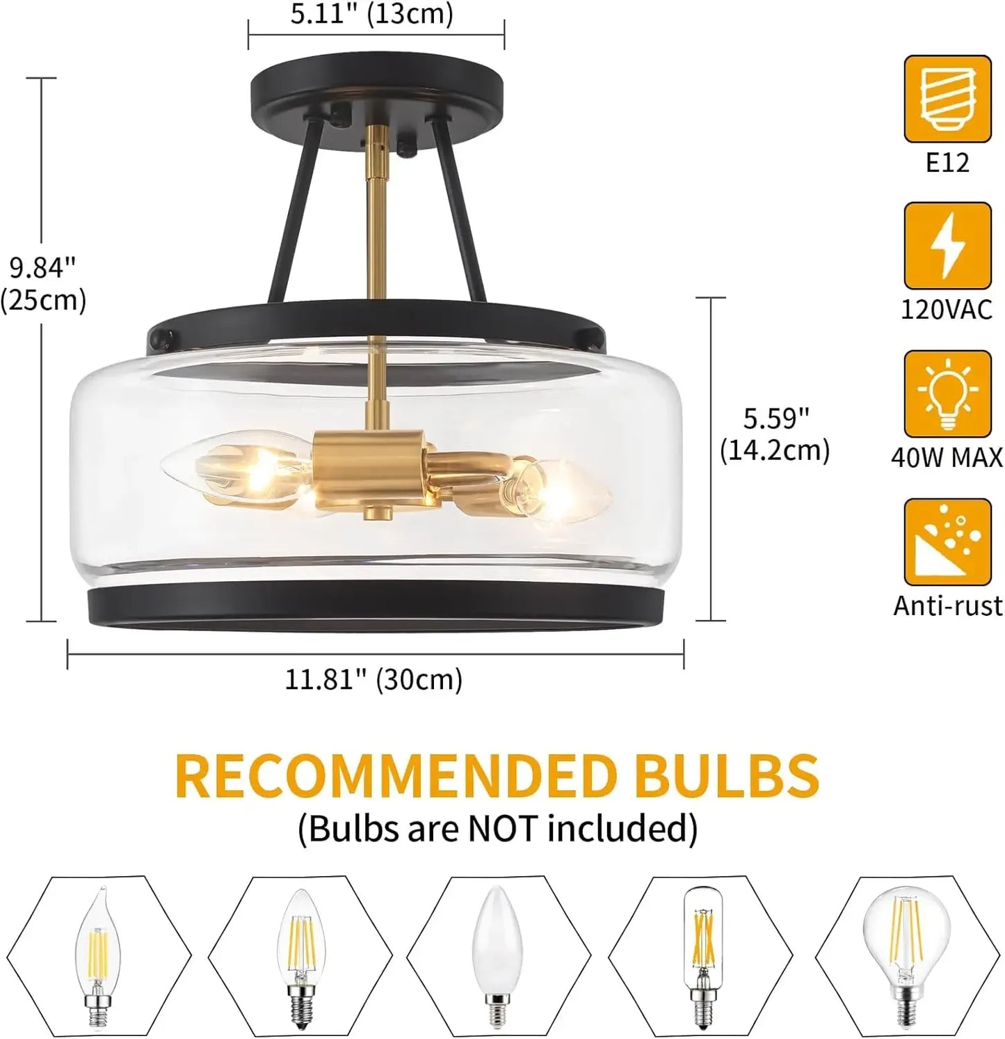Three Light Modern Drum Ceiling Fixture For Hallways