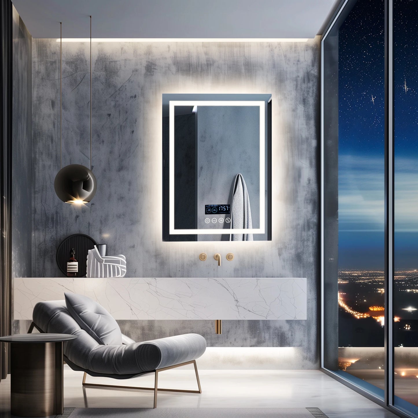 Wisfor LED Bathroom Mirror With Bluetooth Speaker AntiFog 3 Lights