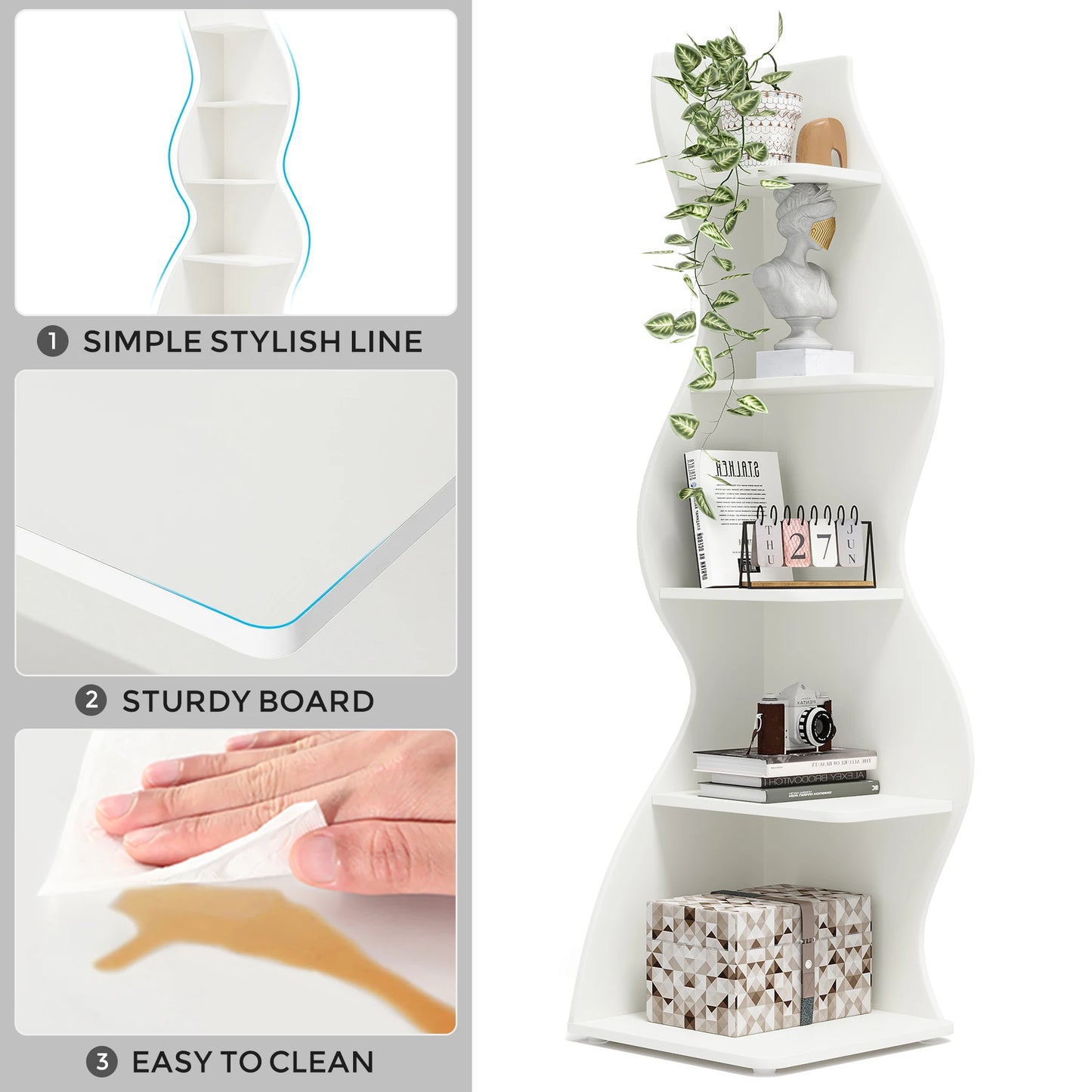 Tribesigns Five Tier Corner Shelf Wall Bookshelf Plant Stand