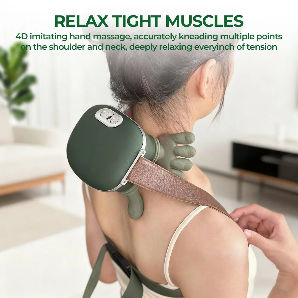Foreverlily Bionic Finger Neck Shoulder Massager Wireless 4D Kneading