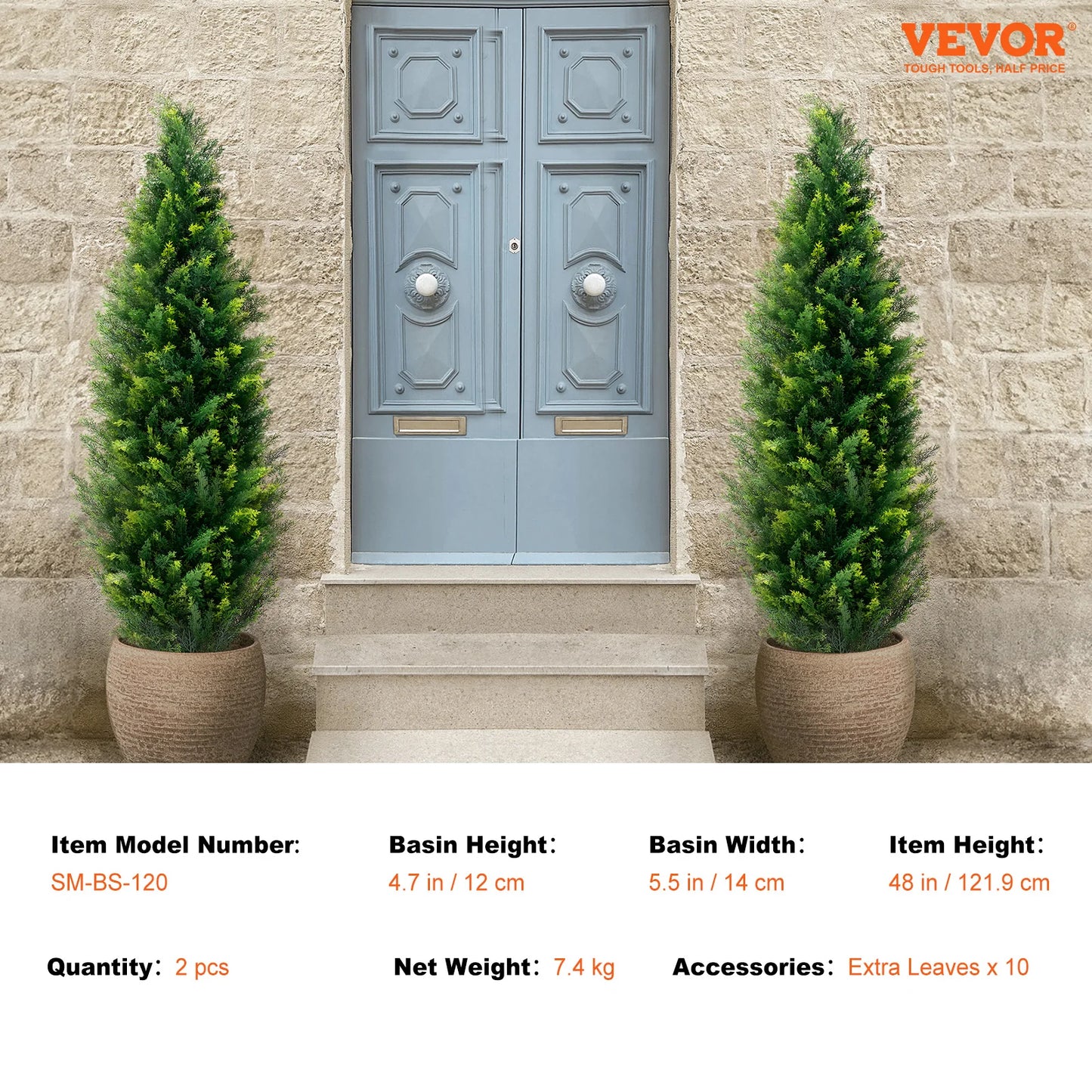 SucceBuy Artificial Cedar Topiary Tree Outdoor Decorative Evergreen Set