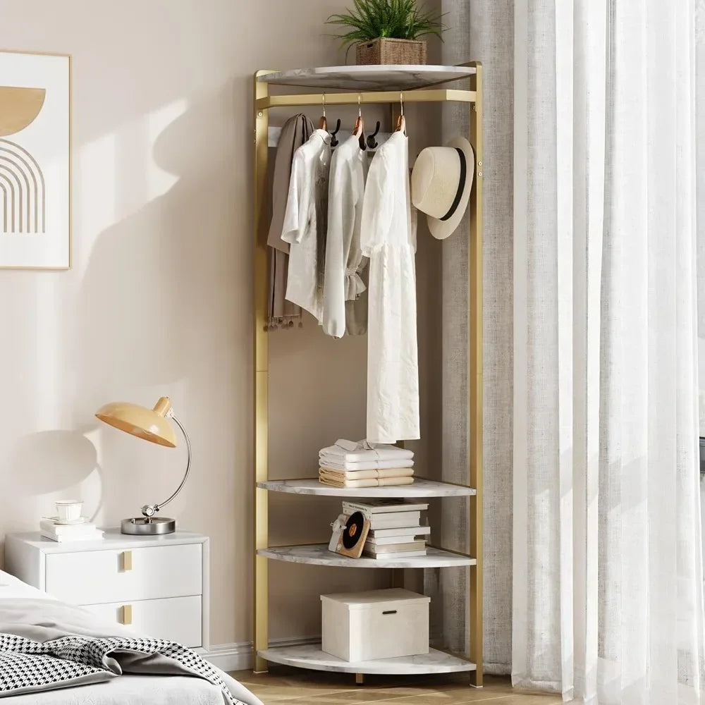 Corner Coat Rack Shoe Bench And 6 Hooks Hallway Tree