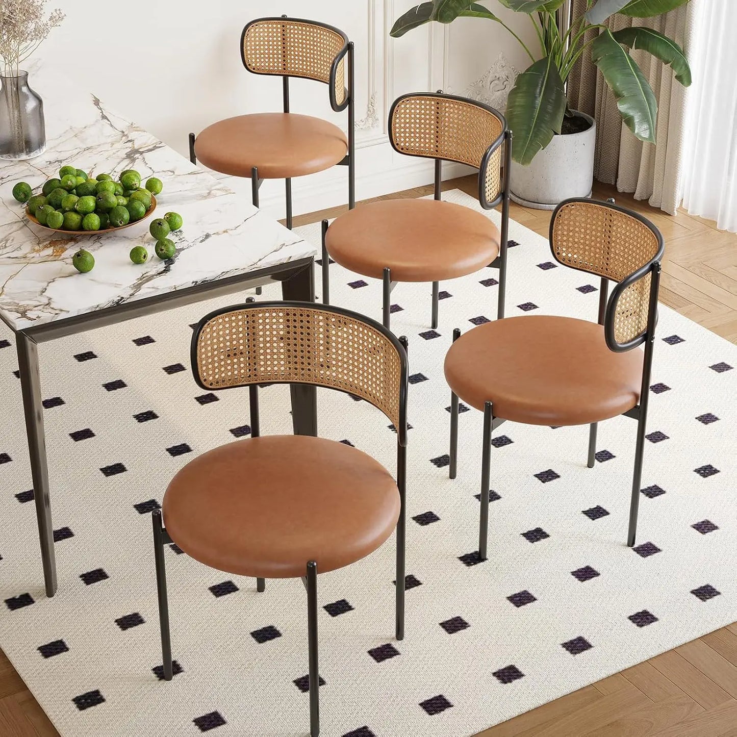 Mid Century Rattan Back Dining Chairs