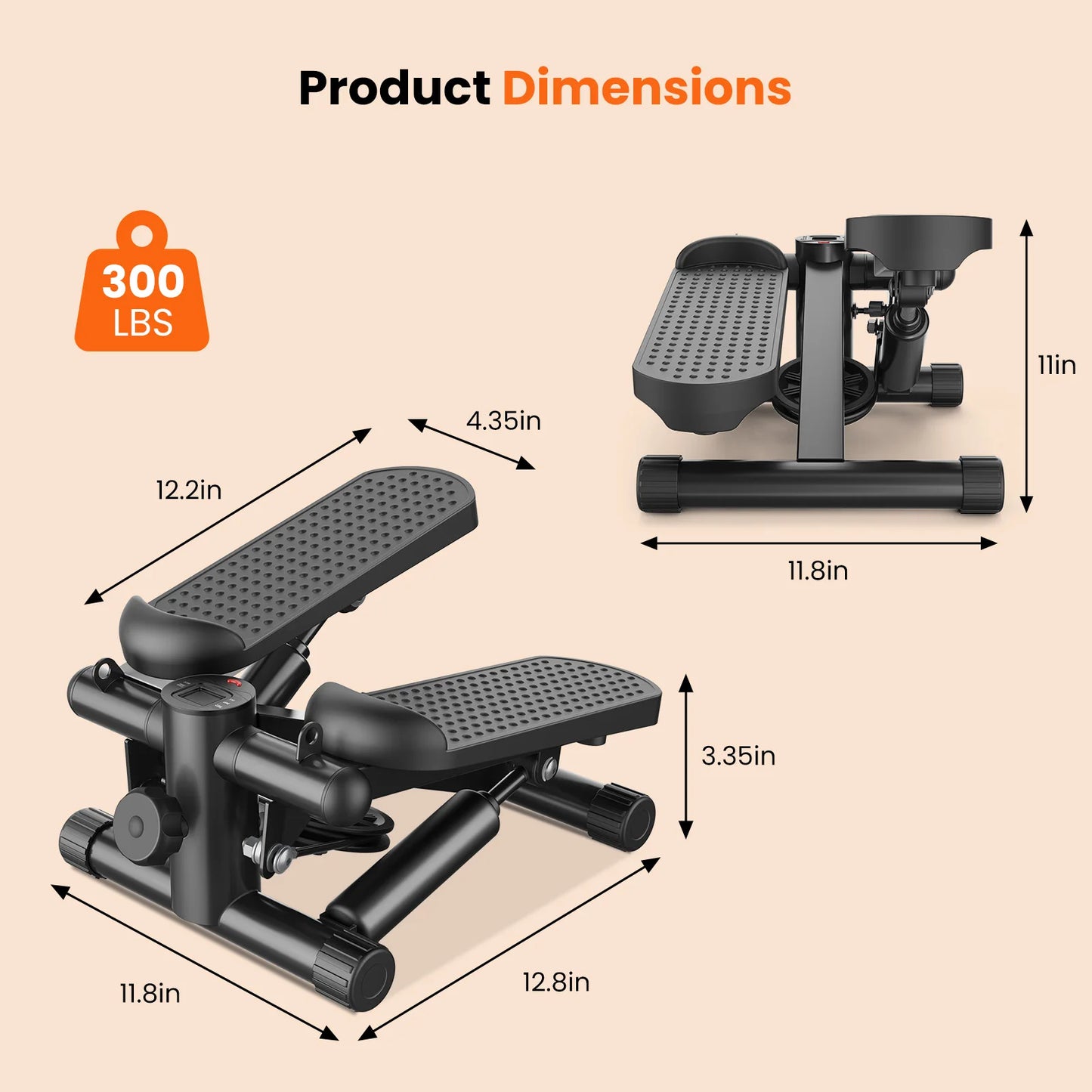 Mini Stepper With Resistance Bands 300 Lbs Hydraulic Cardio Machine