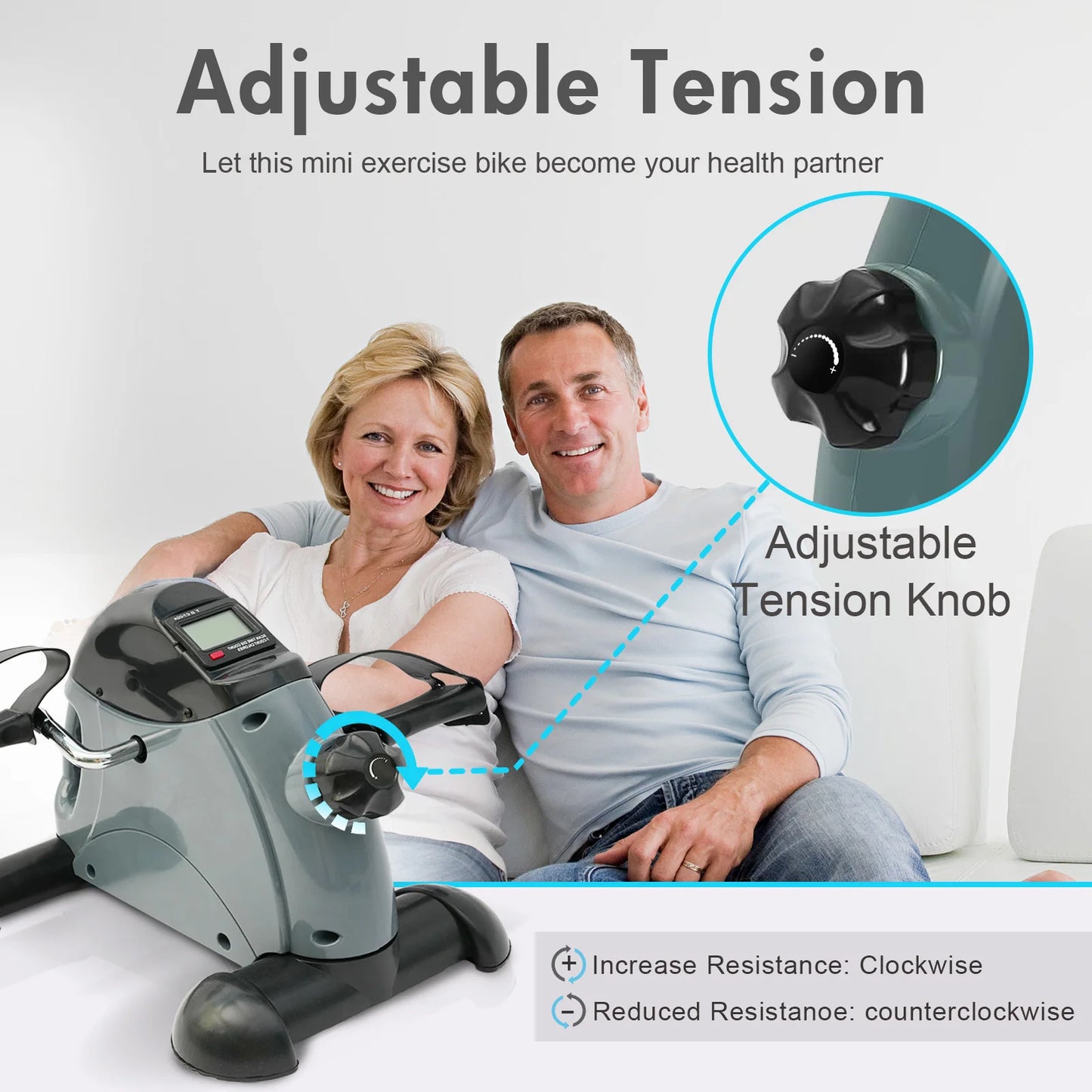 Under Desk Pedal Exerciser With LCD Display For Home Gym