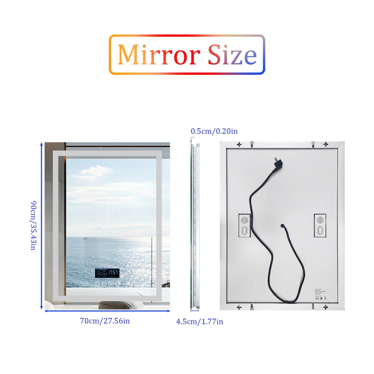Wisfor LED Bathroom Mirror With Bluetooth Speaker AntiFog 3 Lights