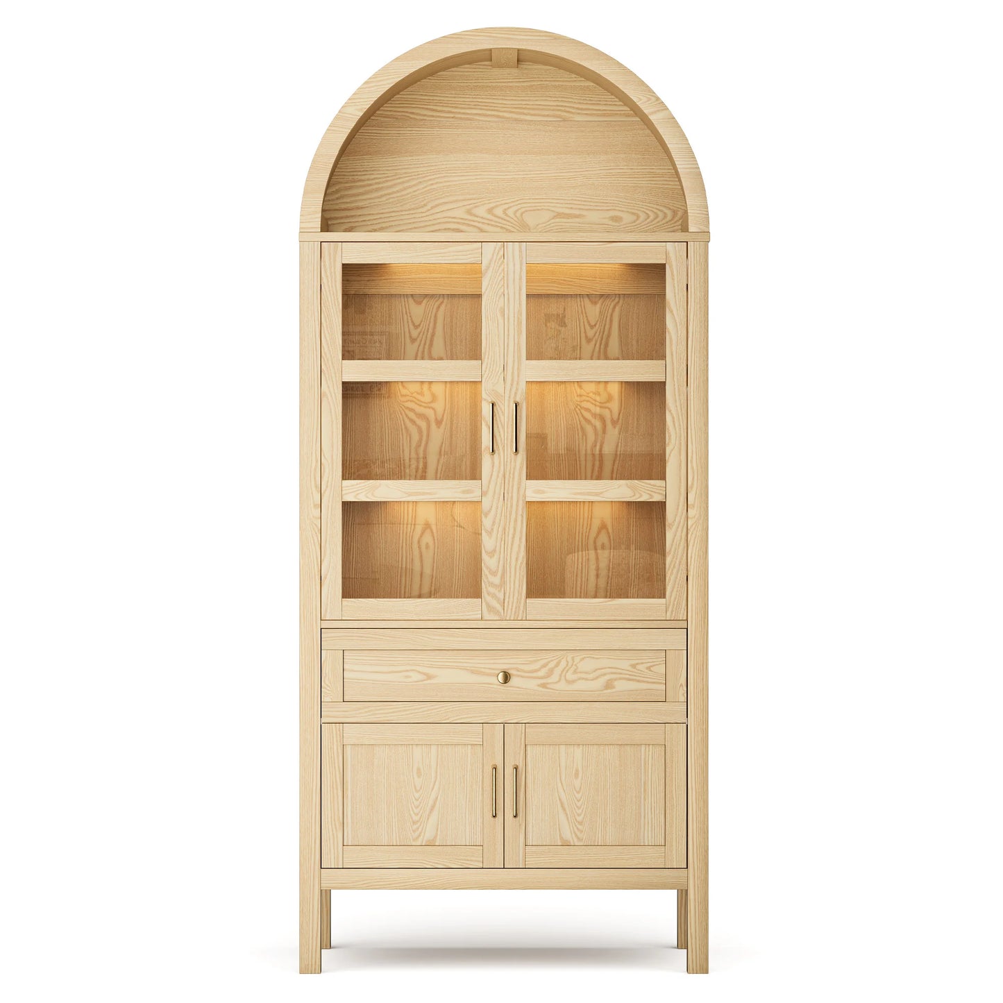 Cottinch Arched Wood Storage Cabinet With Dimmable Led Lights