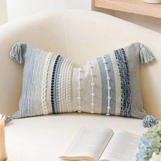 Decorative Lumbar Throw Pillow Cover Boho Coastal for Sofa Bedroom