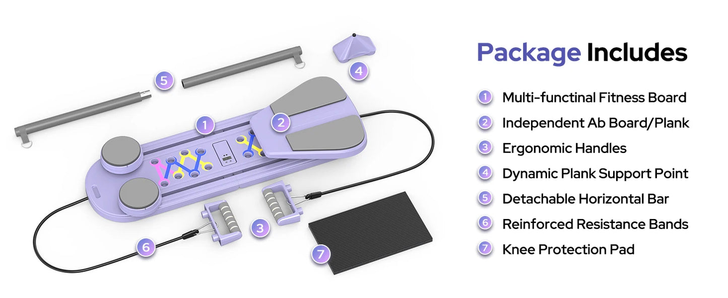 Foldable Pilates Reformer Set 7 In 1 Multi Purpose Equipment