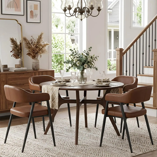 Mid-Century Upholstered Dining Armchairs – Set of 4