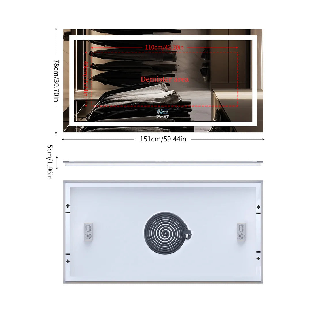 LUVODI Bluetooth Mirror With LED Light And Anti Fog Speaker