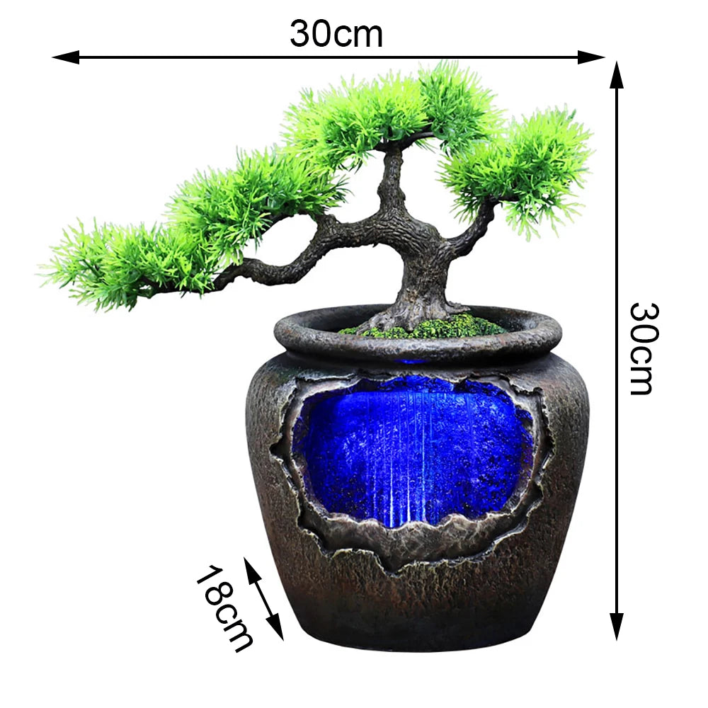 Relaxation Desktop Waterfall Fountain With LED Light For Office Decor