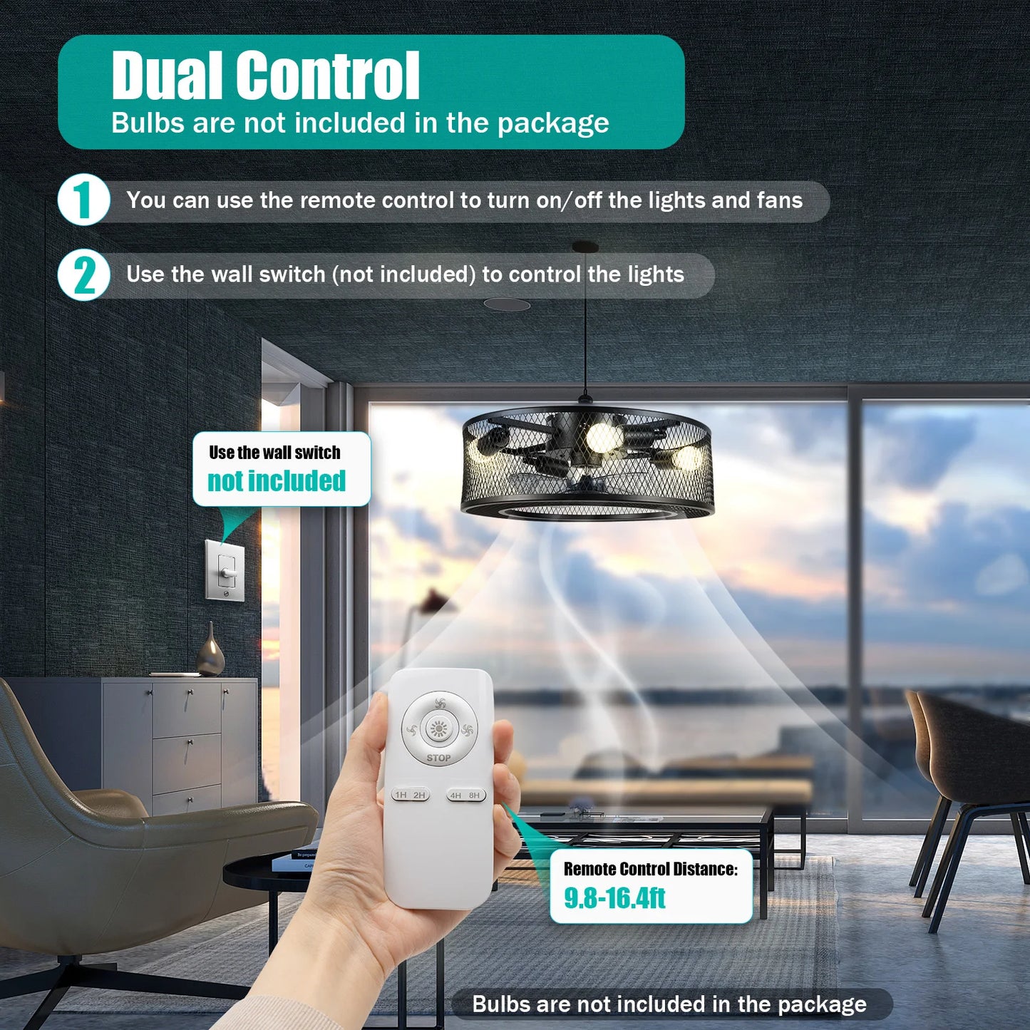 OUKANING Ceiling Fan Light With Remote For Hallways 3 Speeds