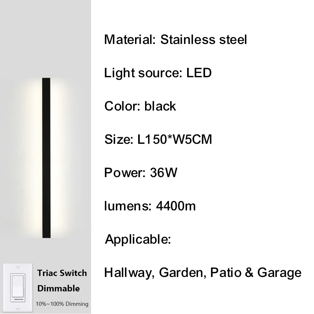 IISINUO Outdoor Porch Wall Light Dimmable Stainless Steel IP67