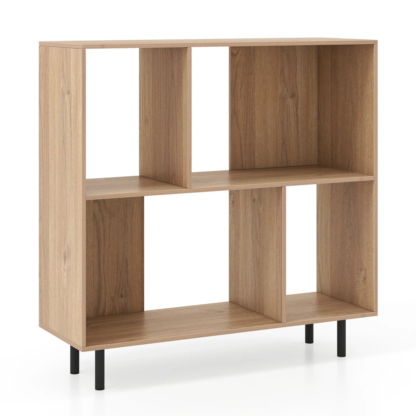 HOMASIS Open Shelf Bookcase 4 Compartments Mid Century Modern