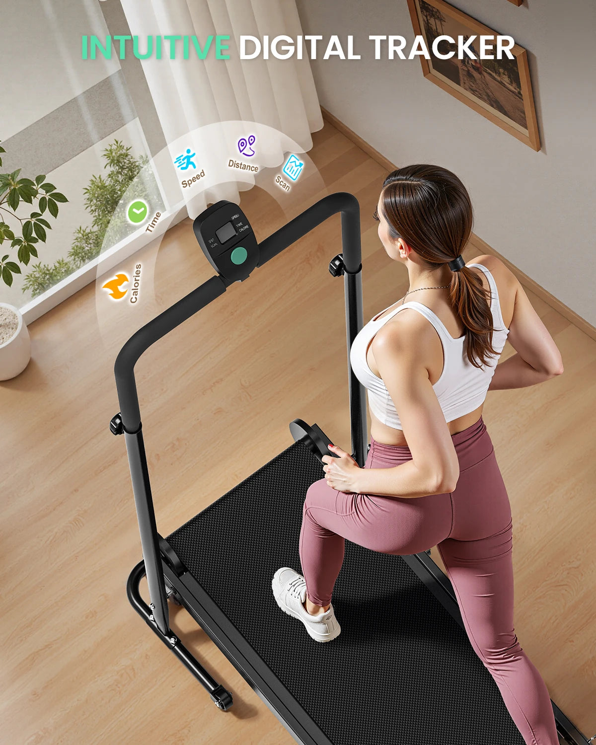 AKLUER Motorless Treadmill With Dual Flywheels And Fixed Incline