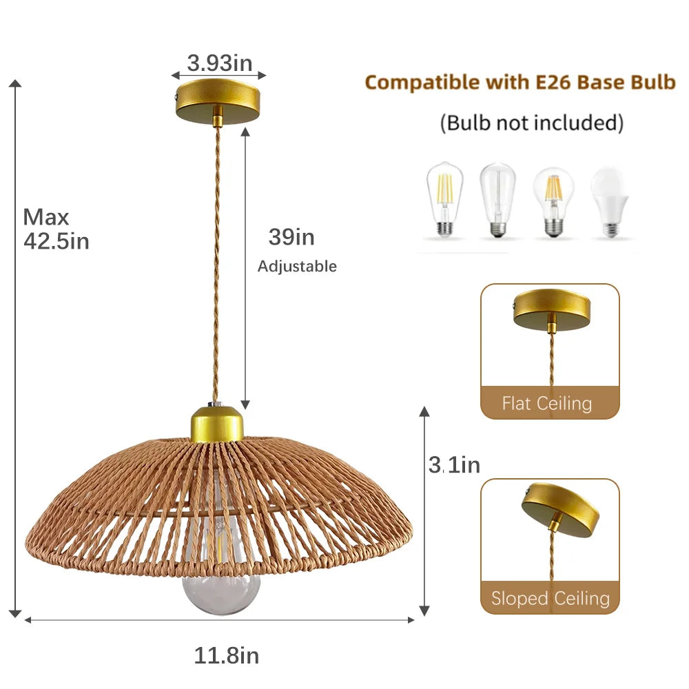 DF LIGHT HOUSE Bamboo Iron E26 Ceiling Chandelier Pendant