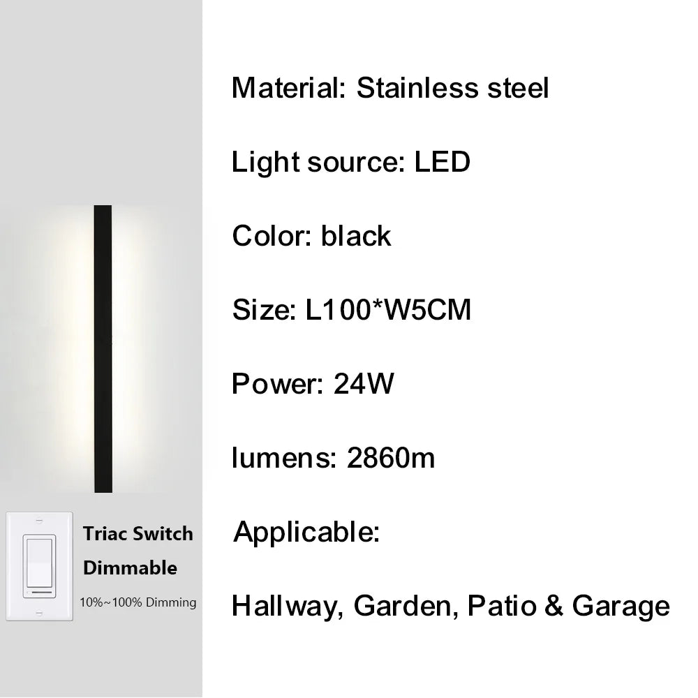 IISINUO Outdoor Porch Wall Light Dimmable Stainless Steel IP67