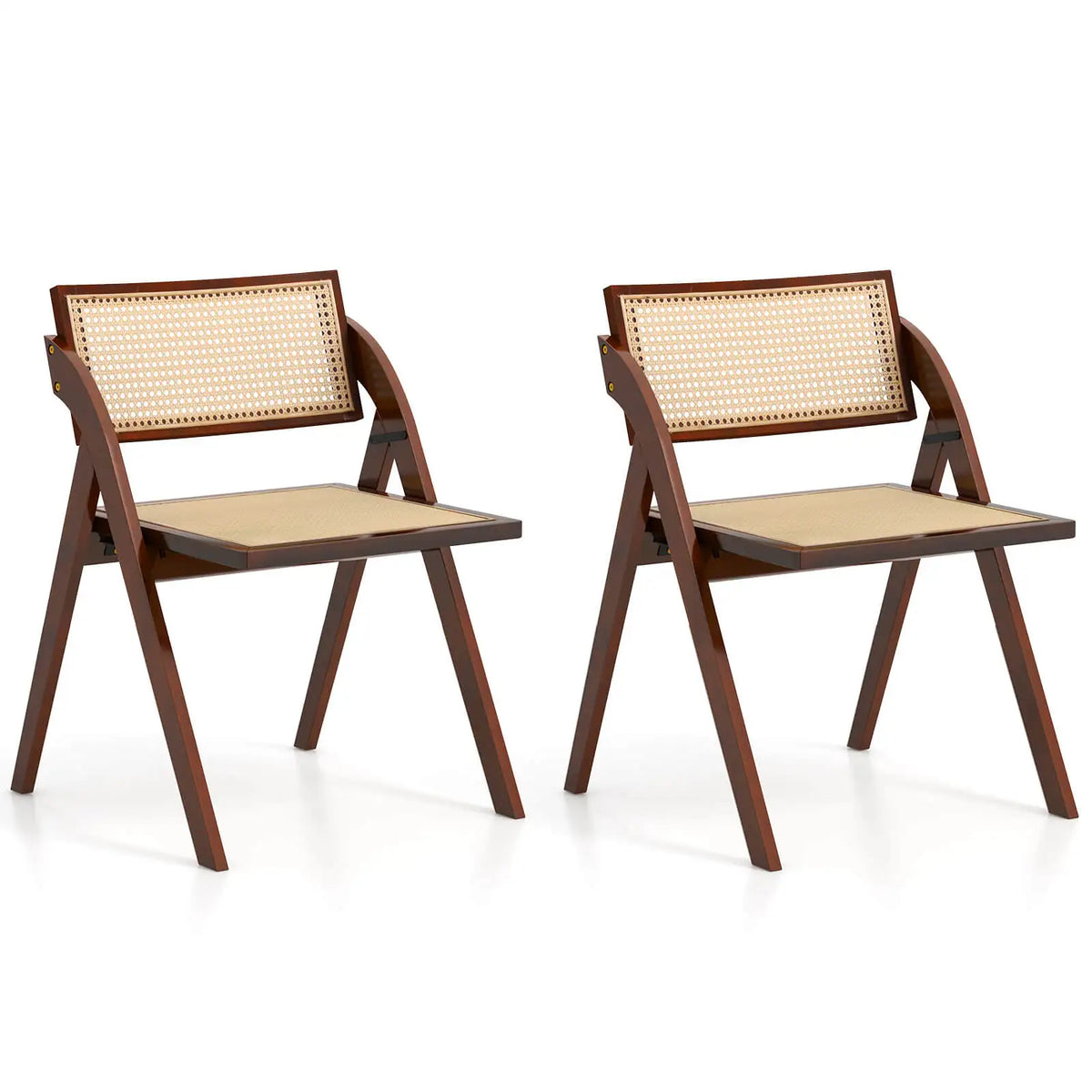 Homasis Foldable Rattan Dining Chairs with Wood Frame