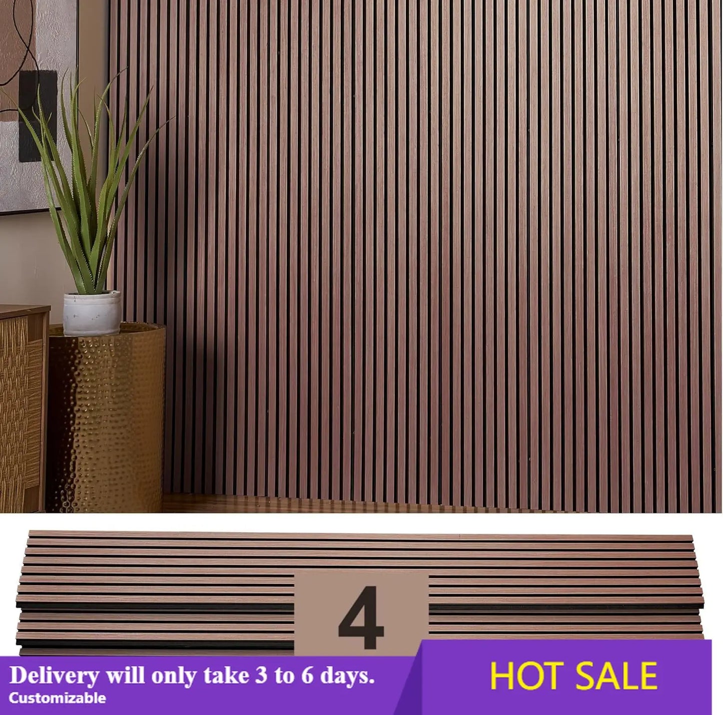 Oak Acoustic Wood Panels 4 Pack for Walls and Soundproofing