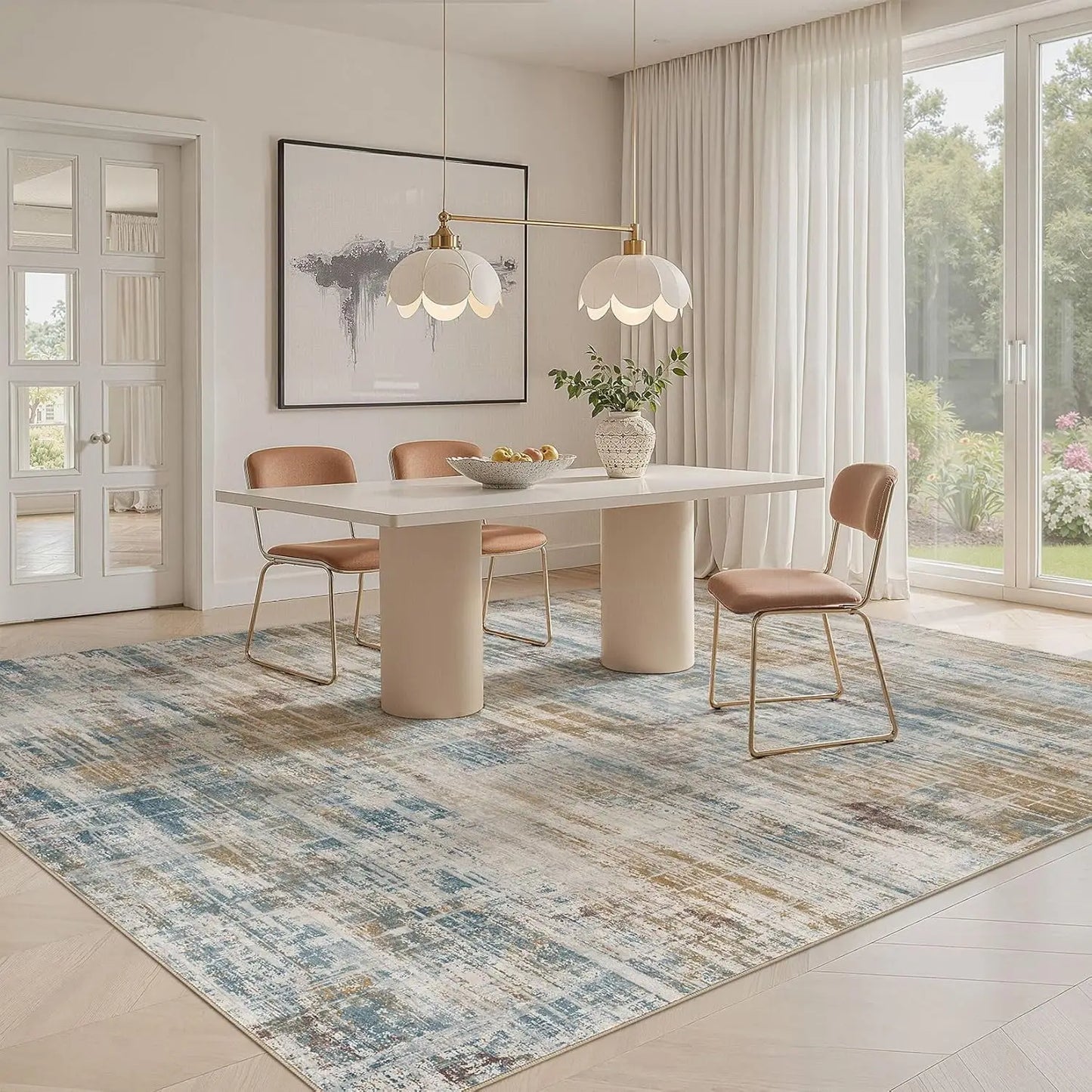 Abstract Area Rug Washable Non Slip Living Room Decor