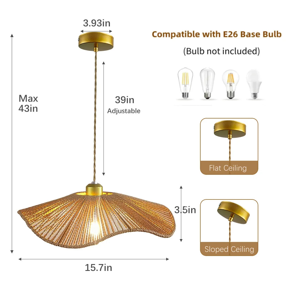 DF LIGHT HOUSE Bamboo Iron E26 Ceiling Chandelier Pendant