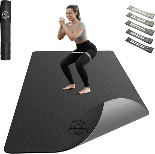 Extra Wide Non Slip Yoga Mat For Home Workouts With Bands And Carry Bag