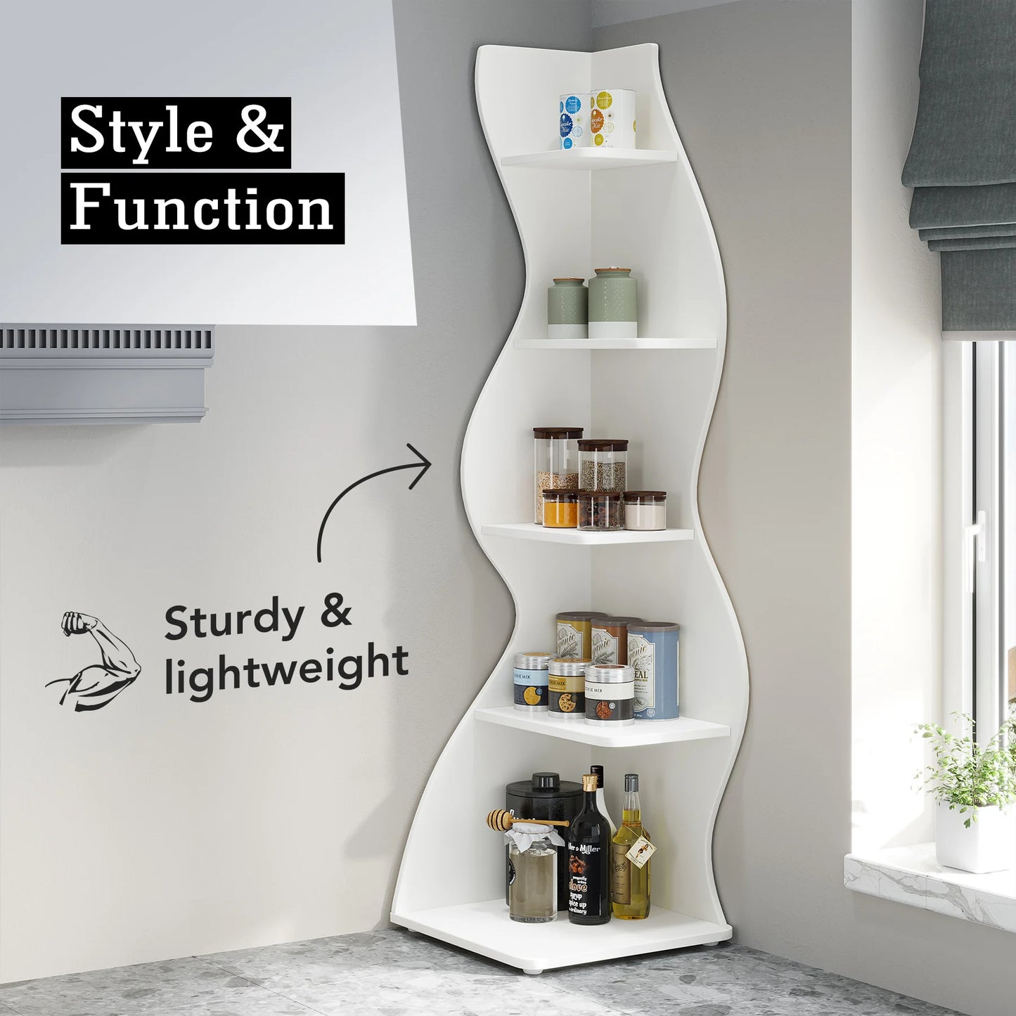 Tribesigns Five Tier Corner Shelf Wall Bookshelf Plant Stand