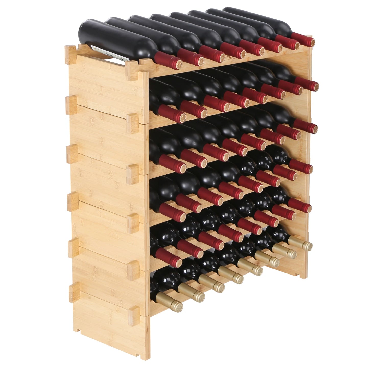 SucceBuy Premium Bamboo Stackable Wine Rack For Kitchen Cellar Display