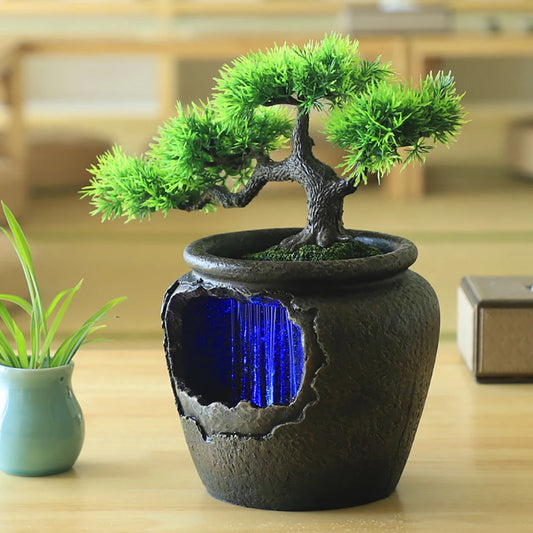 Relaxation Desktop Waterfall Fountain With LED Light For Office Decor