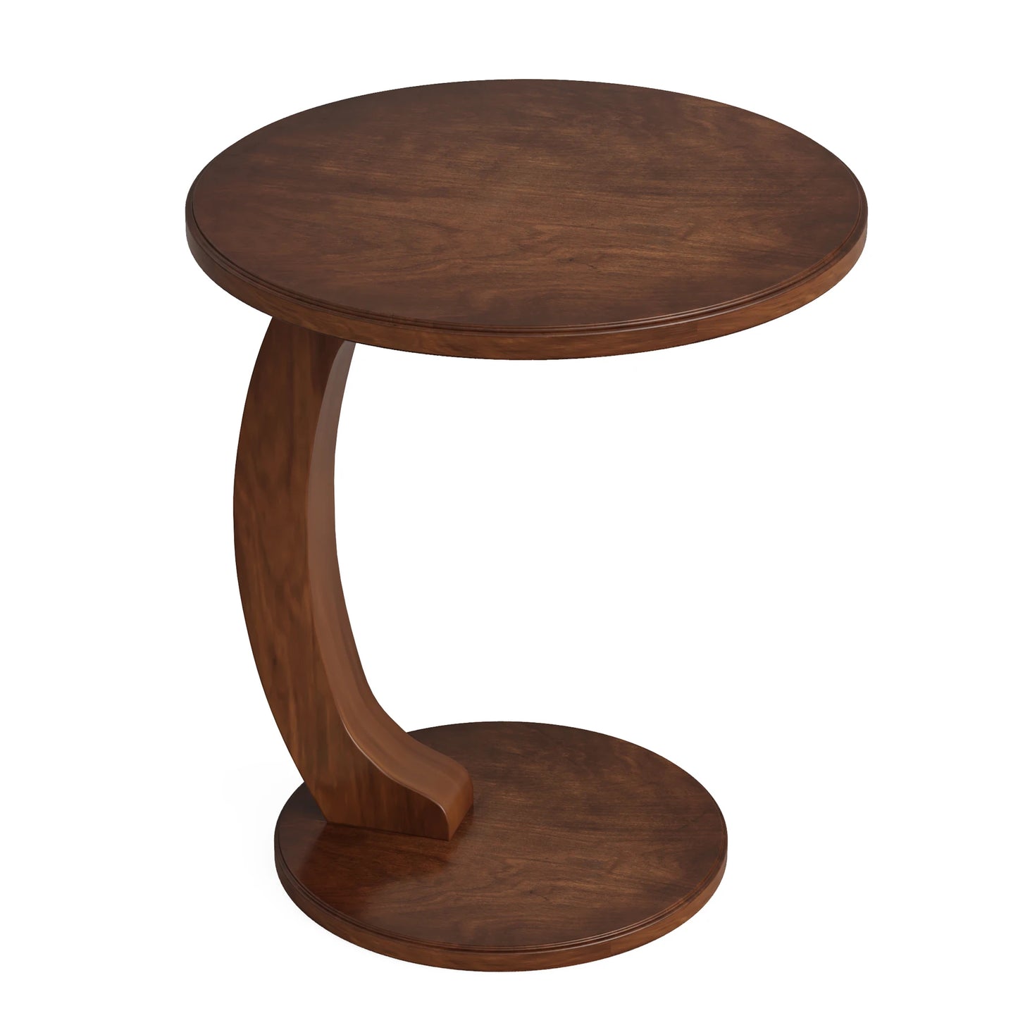 Tribesigns Round Wood C Shaped End Table Mid Century Style For Living Room