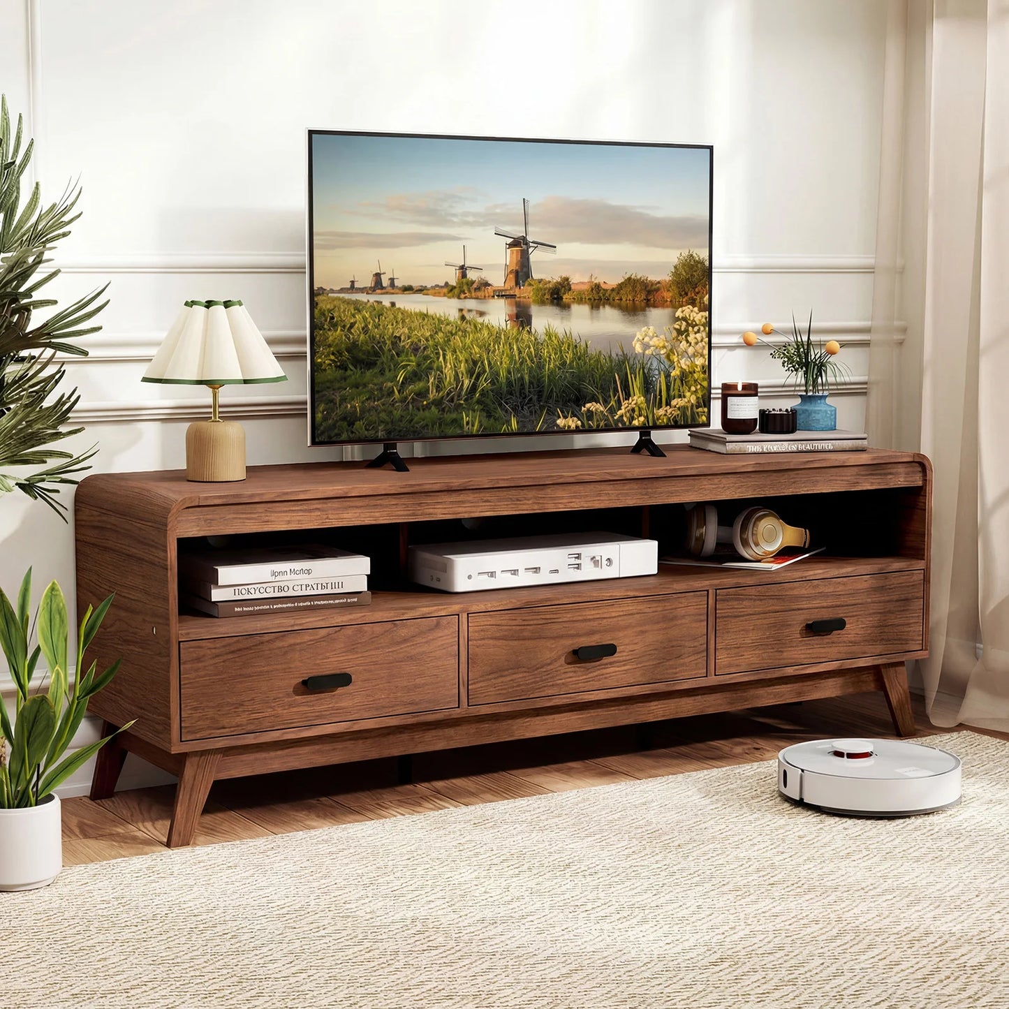 HOMASIS Mid Century Modern TV Stand Entertainment Center